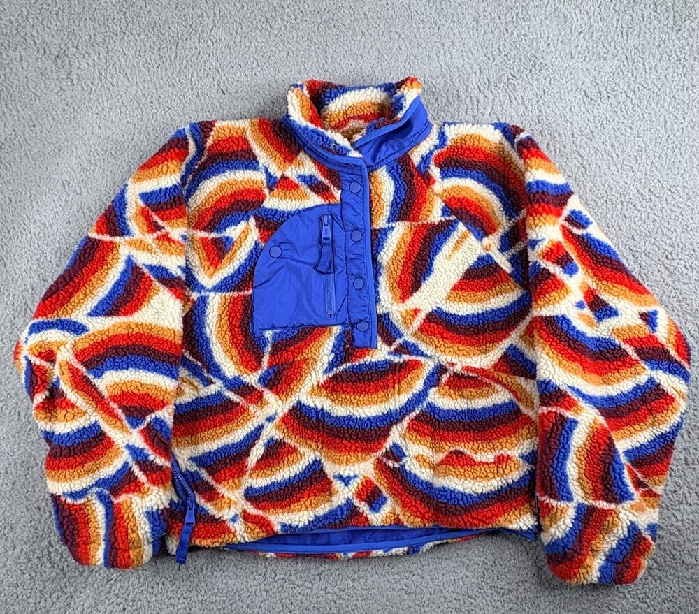 Free People FP Movement Fleece Sherpa Pullover Jacket Womens Size S/P Multicolor